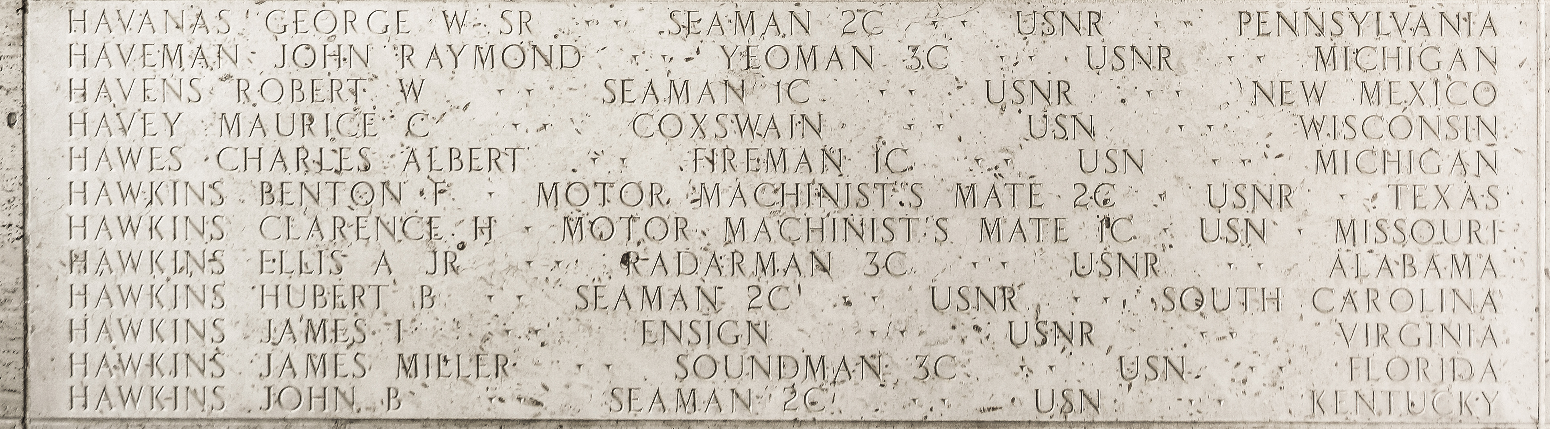 Ellis A. Hawkins, Radarman Third Class